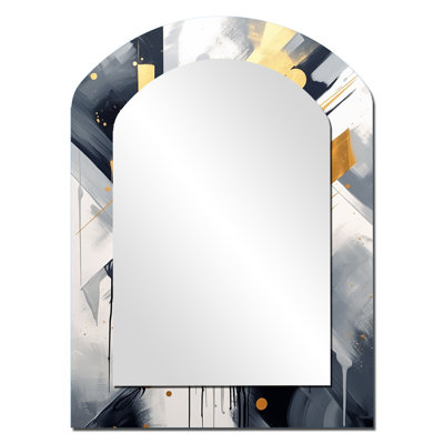 Black and Gold Depth Corner VI - Abstract Arch Decorative Mirror On Metal