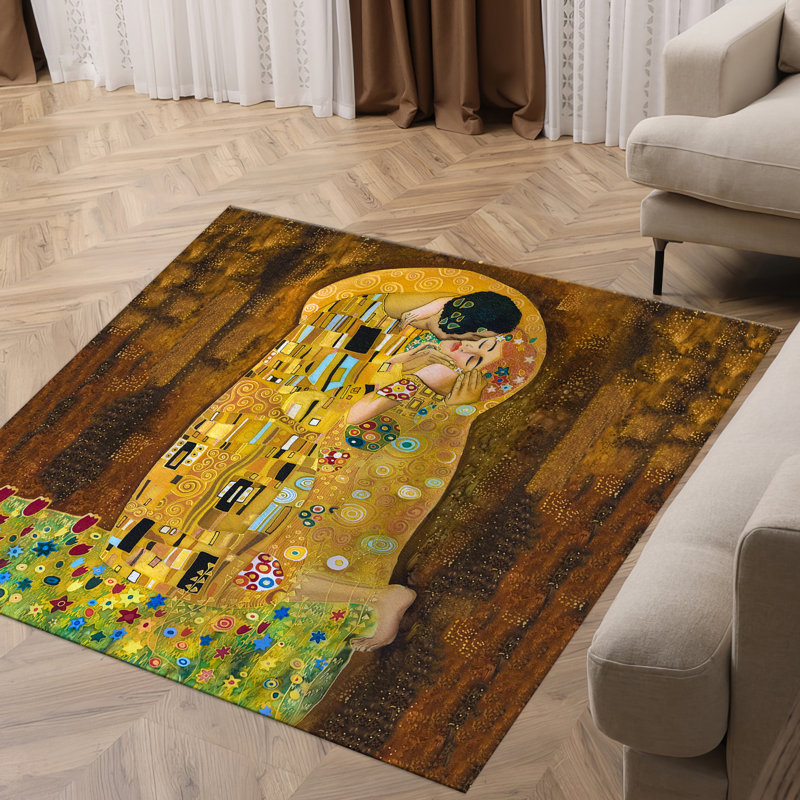 Decorative Floral Print Non Woven Thin Type Rug Perfect for Brightening Up Your Living Space, Square 1'8"