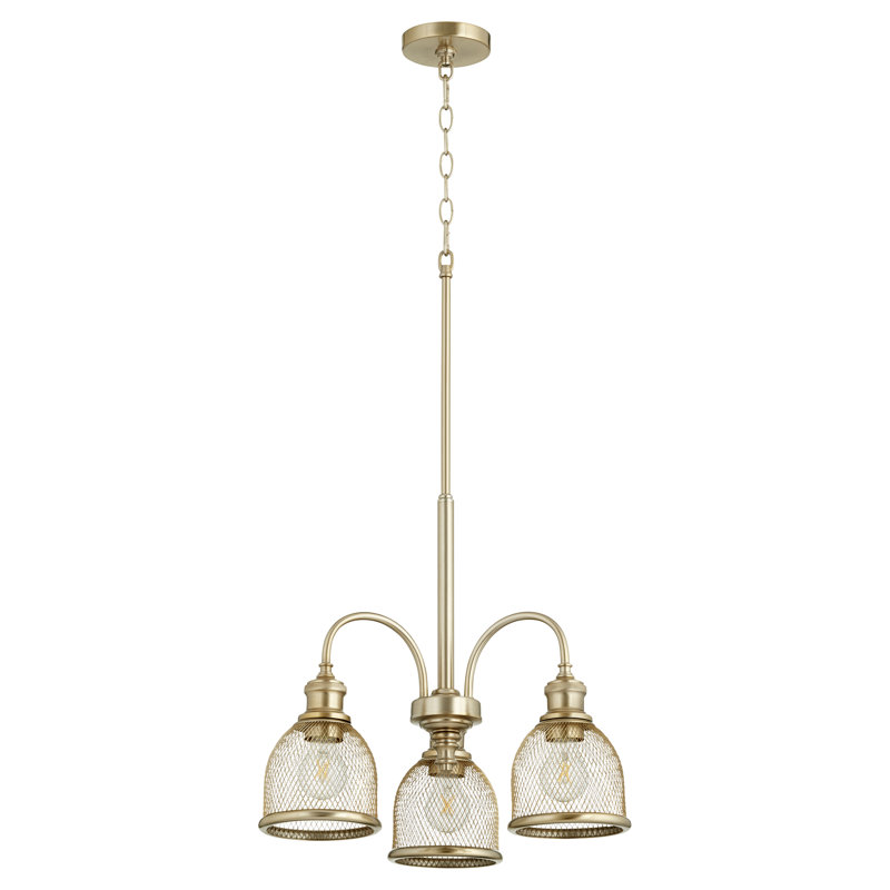 Lustre classique/traditionnel ombré 3 lumières Crowley, Laiton vieilli
