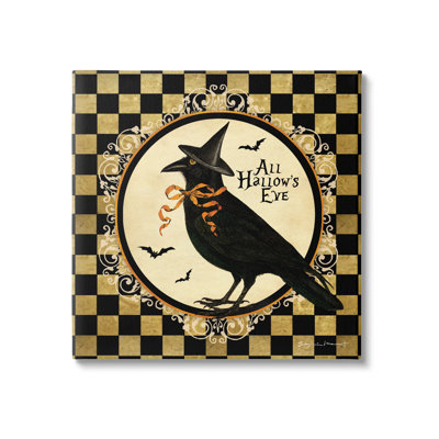 All Hallow's Eve Halloween Crow On Canvas Graphic Art -  Stupell Industries, aw-123_cn_17x17