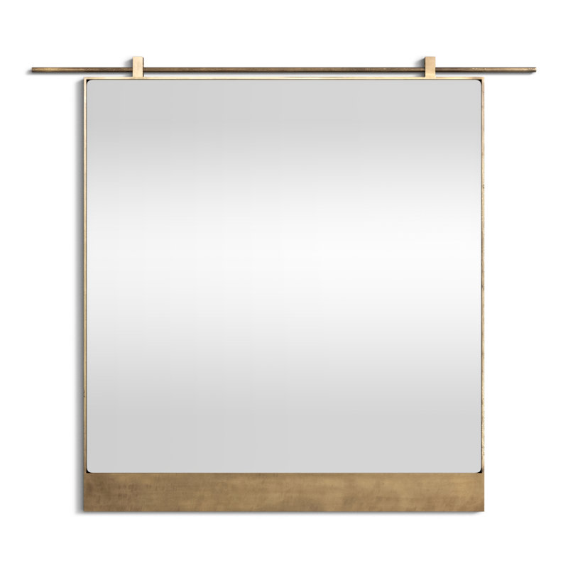 Hutton Metal Flat Wall Mirror, 45" x 50", Antique Brass