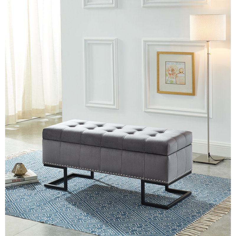 Repose-pieds avec rangement Noorlander, Noir, 100 % polyester gris