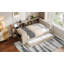 Lit plateforme simple en bois avec tablettes de rangement, lit gigogne, station de charge et tête de lit tapissier, crème-39883512-39883513