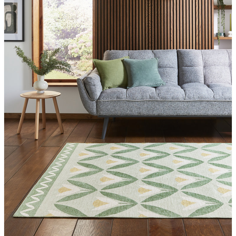 Scion Floral Digitally Printed 76cm X 150cm Area Rug, Rectangle 76 x 150 cm, Green