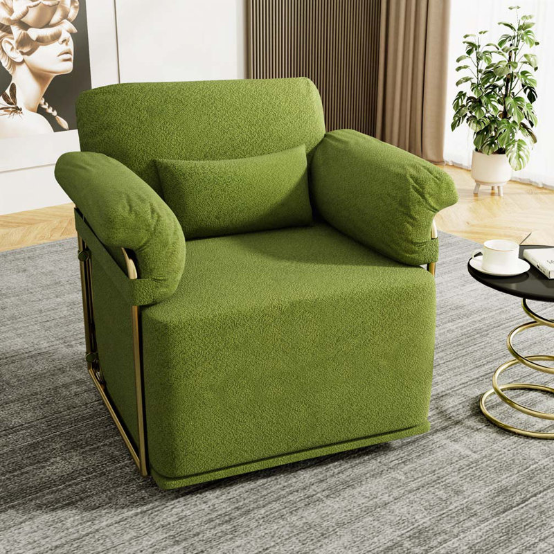 Fauteuil demi-tonneau rembourré et pivotant, Vert