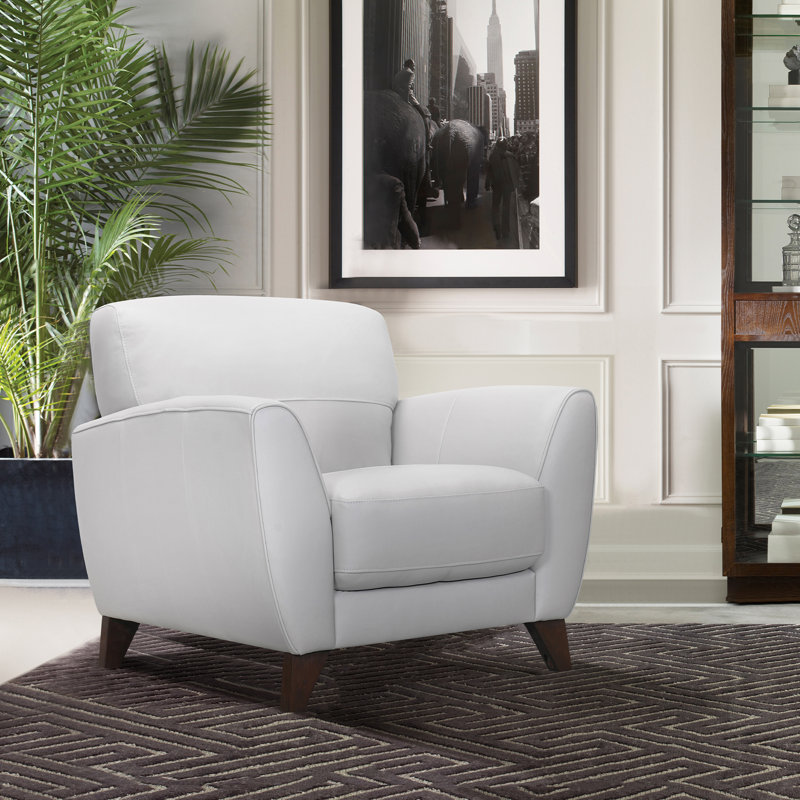 Caloundra Leather Armchair, Dove Gray Genuine Leather