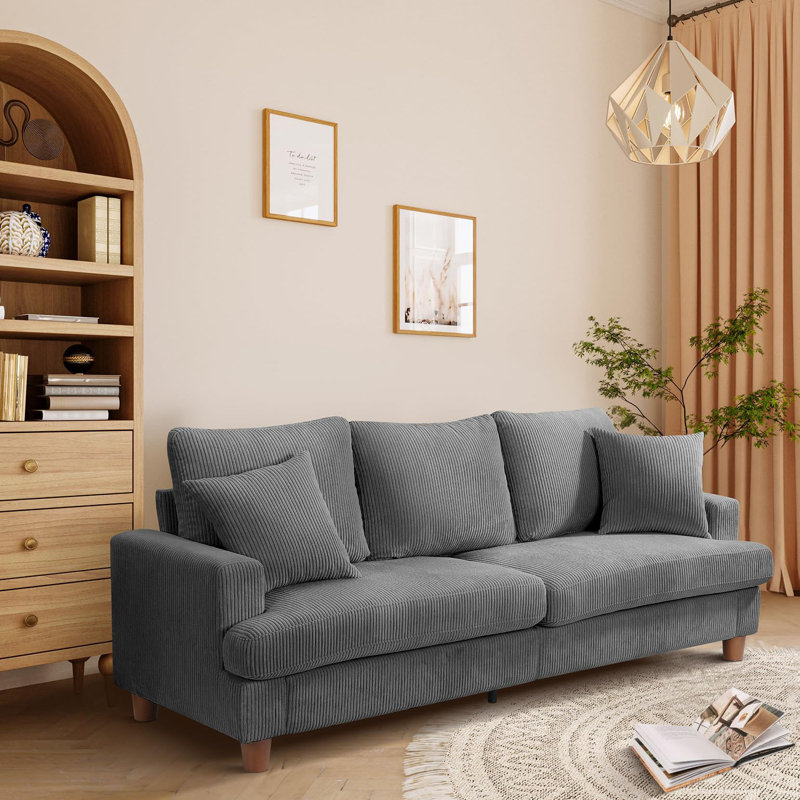 Alexeis 3 Seater Corduroy Sofa, Grey
