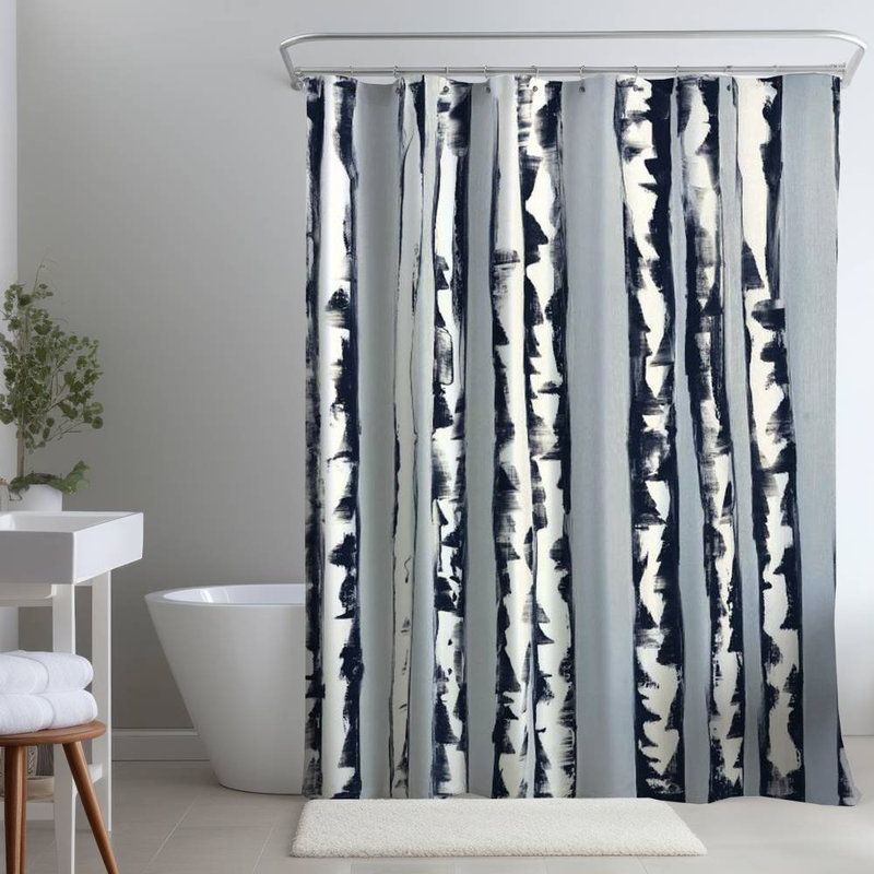 Shower Curtain LA52 – Polyester Shower Curtain, Dye Sublimation Print, 71" W × 74" L, Multicolor Gray