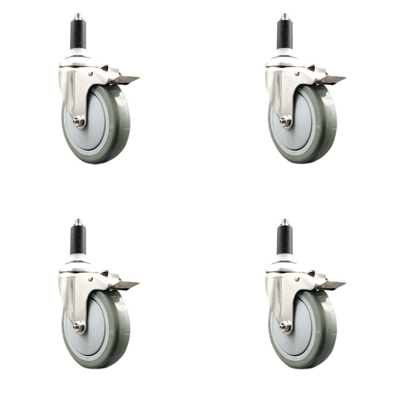 Jeu de roulettes extensibles en poly, gris, H 5 po x l 5 po