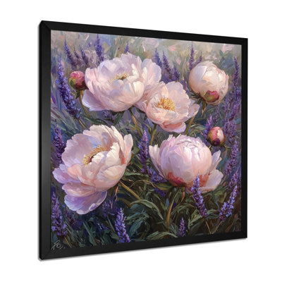 Pivoines dans le jardin de lavande II - pivoines, art mural
