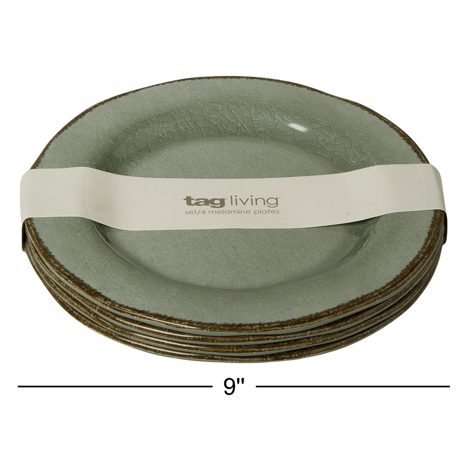Veranda Melamine Salad Plate Set Of 4, Light Gray, 0.5" H x 9" L x 9" W