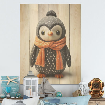 Jouet pingouin ludique - Art sur bois de pin naturel