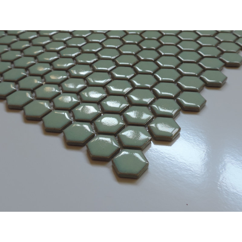 Barcelona 1" x 1.25" Porcelain Honeycomb Tile, Soft Green
