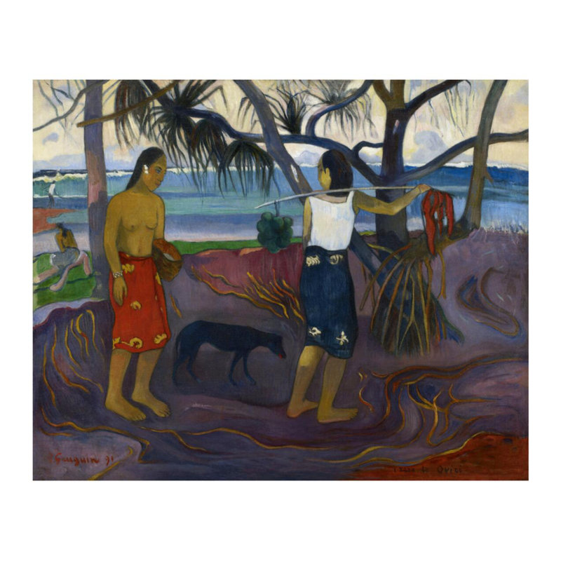 «I Raro Te Oviri (Under the Pandanus)» par Paul Gauguin - Estampe numérique, H 22 po x l 28 po