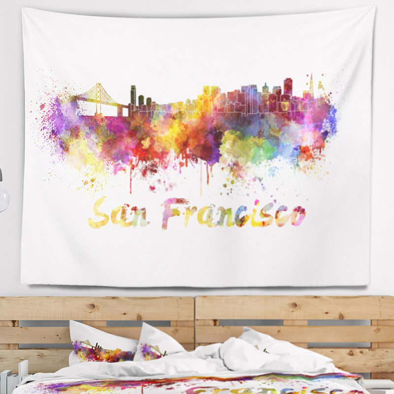 Tapisserie de san francisco skyline Cityscape, H 50 po x l 60 po