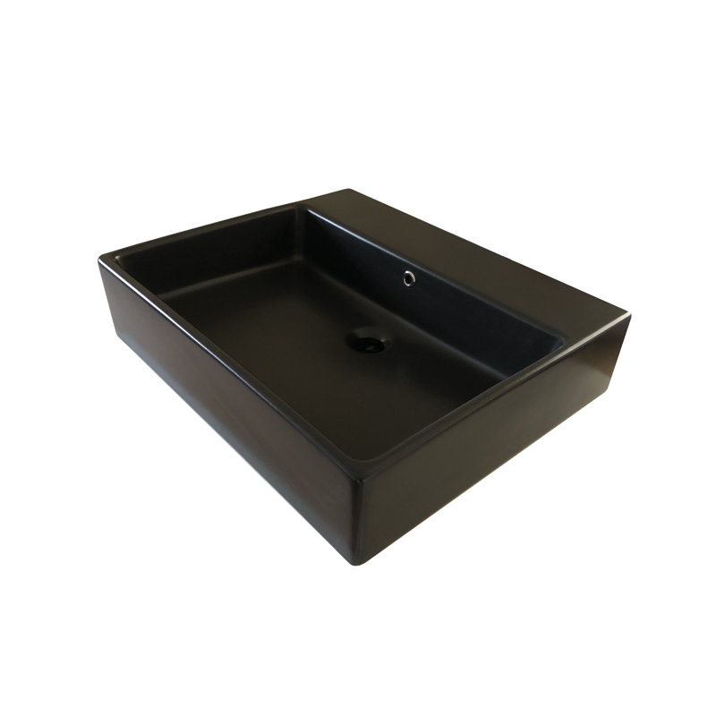 Simple 23.6'' L Bathroom Sink, No Hole, Matte Black