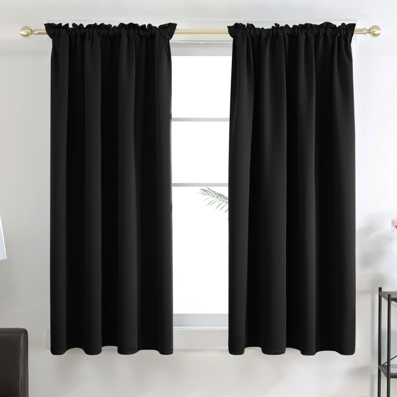 Harlowe Room Darkening Curtain Pair, Black, 38" W x 45" L