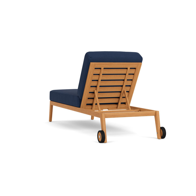 Alpine Outdoor Teak Chaise Lounge, Sandberg Navy
