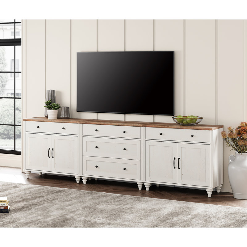 TV Stand For TV, 3-In-1 TV Console Table For 75/80/85/90 Inch TV, Entertainment Center With 5 Drawers And 4 Doors, Kitchen Sideboard Buffet Cabinet For Dining Room, White