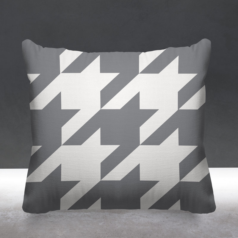 Housse et insert de coussin carré d'extérieur Easton Houndstooth, L 15 po x H 15 po, Gris