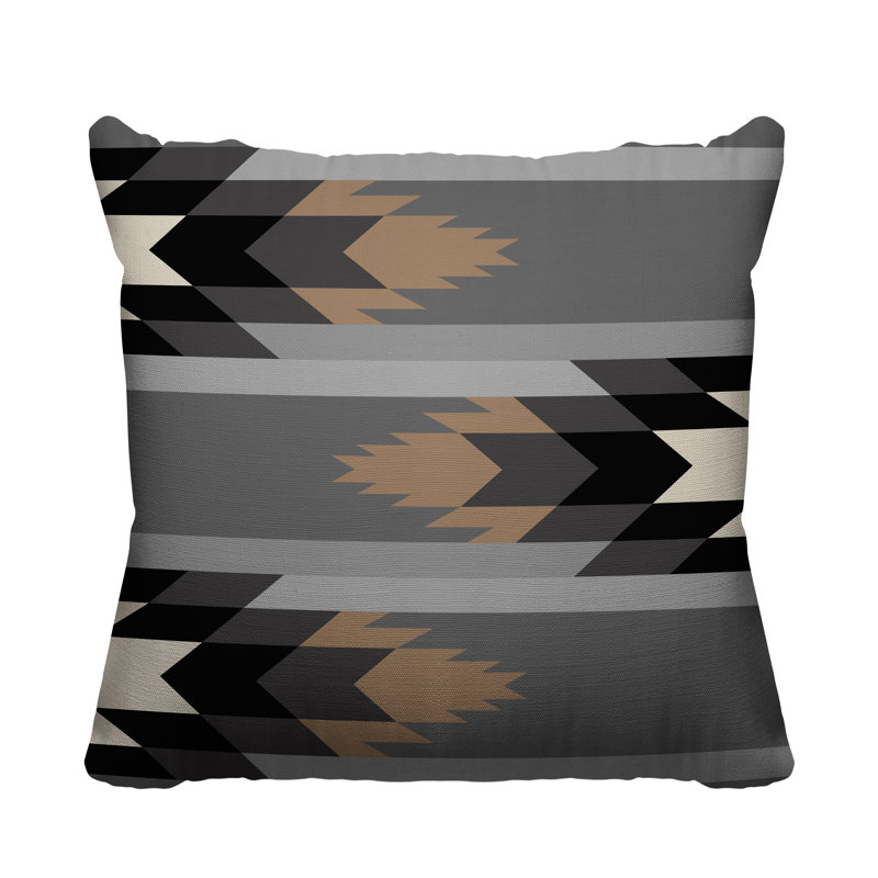 Coussin intérieur / extérieur Lansa Southwestern, L 17 po x H 17 po, gris