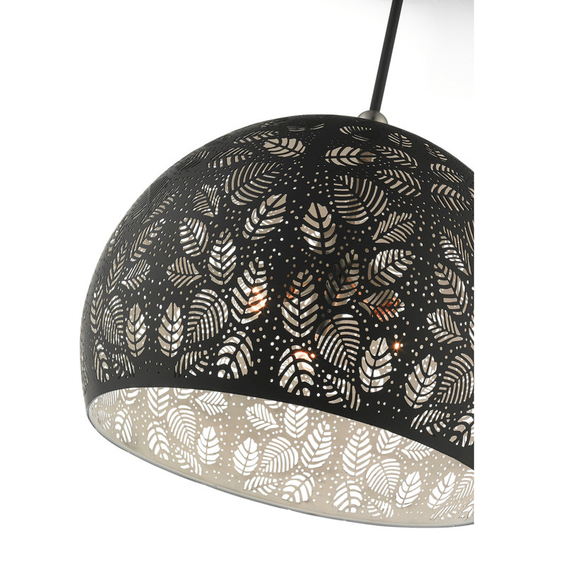 Luminaire suspendu en forme de dôme à 3 lumières Alira, Blanc, H 56,5 po x l 19,75 po x P 19,75 po