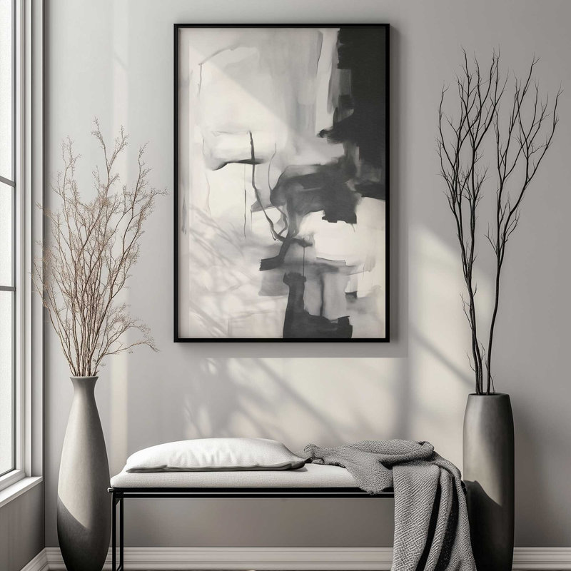 Impression monochrome Whisper II, Érable brut encadré, H 15 po x l 12 po