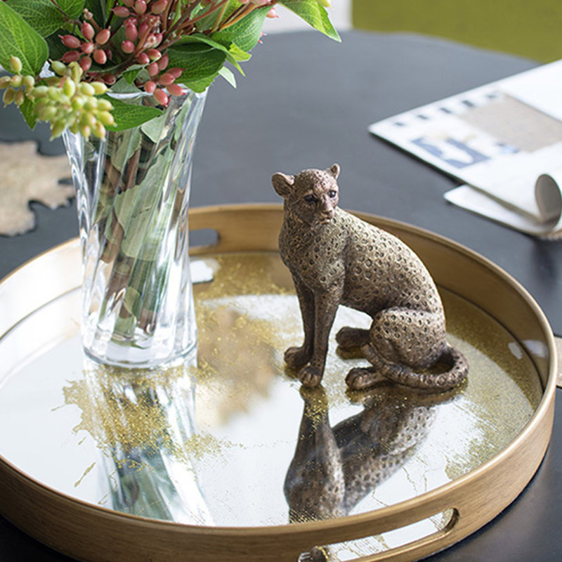 Statue de panthère en cuivre, décor animal