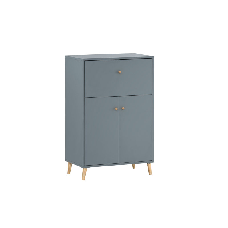 Datus Rectangular Desk with Cabinet, Blue