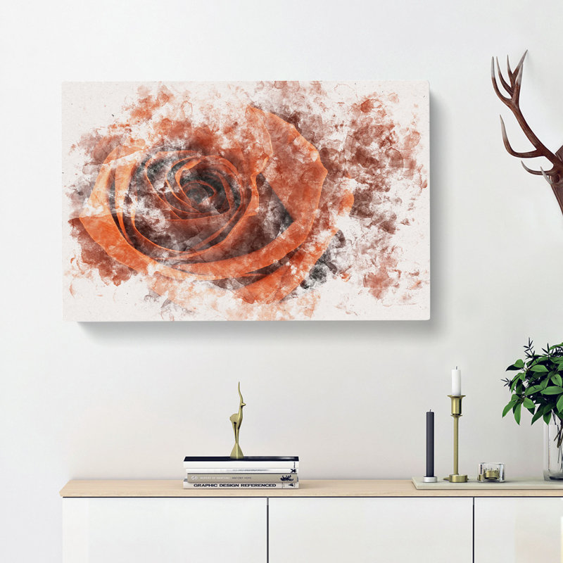 Orange Rose Watercolour - Wrapped Canvas, 50cm H x 76cm W x 3cm D