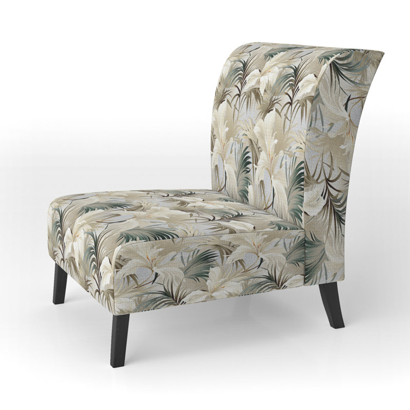 Fauteuil de chambre rembourré C, Motif tropical d'une oasis de repos tranquille I