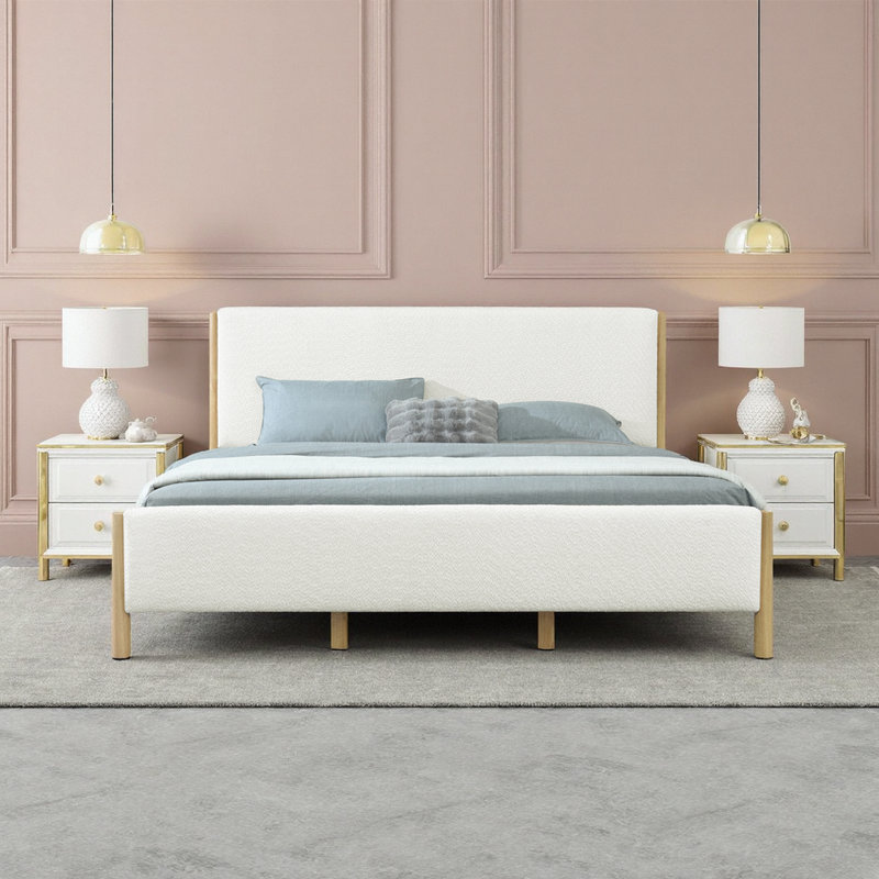 Lit tapissier contemporain très grand - Durable et élégant, Très grand lit