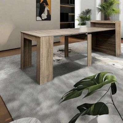 Extendable Dining Tables (table Only, No Chairs, Complete With Top And Legs) With Storage, Barnwood Mdf Modern Kitchen