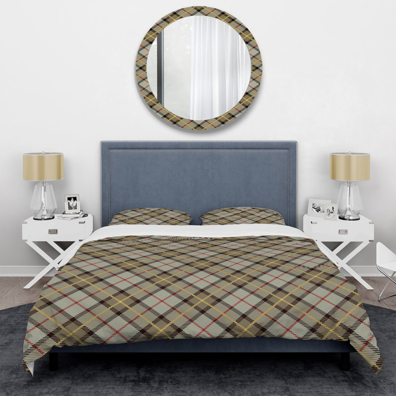 Ensemble de housse de couette en microfibre brun / jaune 3 pièces, Housse de couette pour très grand lit et 2 très
