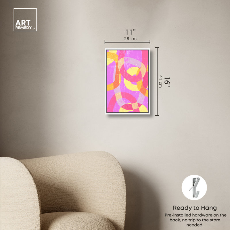 «All That Color», art abstrait géométrique moderne par Art Remedy, Cadre blanc, H 16 po x l 11 po