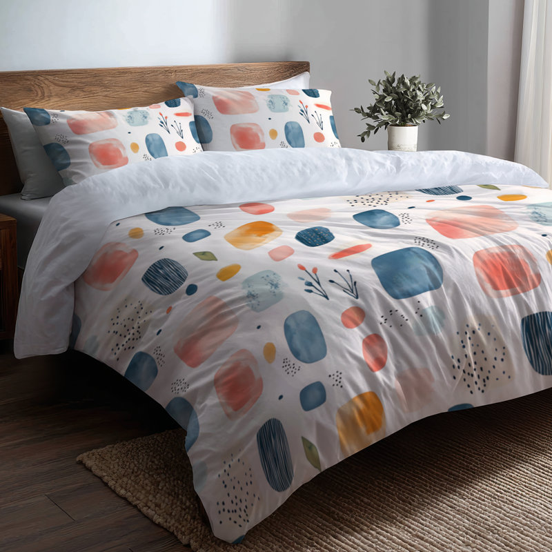 Kids Abstract 6 Pcs Comforter Set - Pattern Soft Pattern Mix Bedding And Throw Pillow Set