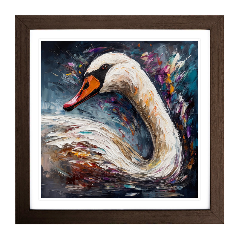 Swan Expressionism - Framed Print, Walnut