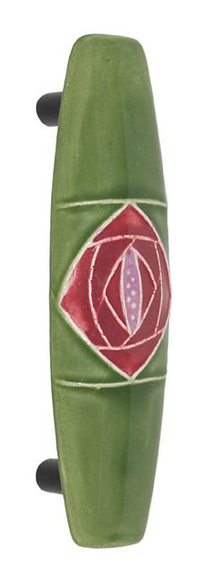Poignée barre carrée en céramique Rose, Grand, Vert / mauve