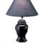 Lampe de table haute 13 po en céramique, en forme d'urne avec finition noire, abat-jour en lin