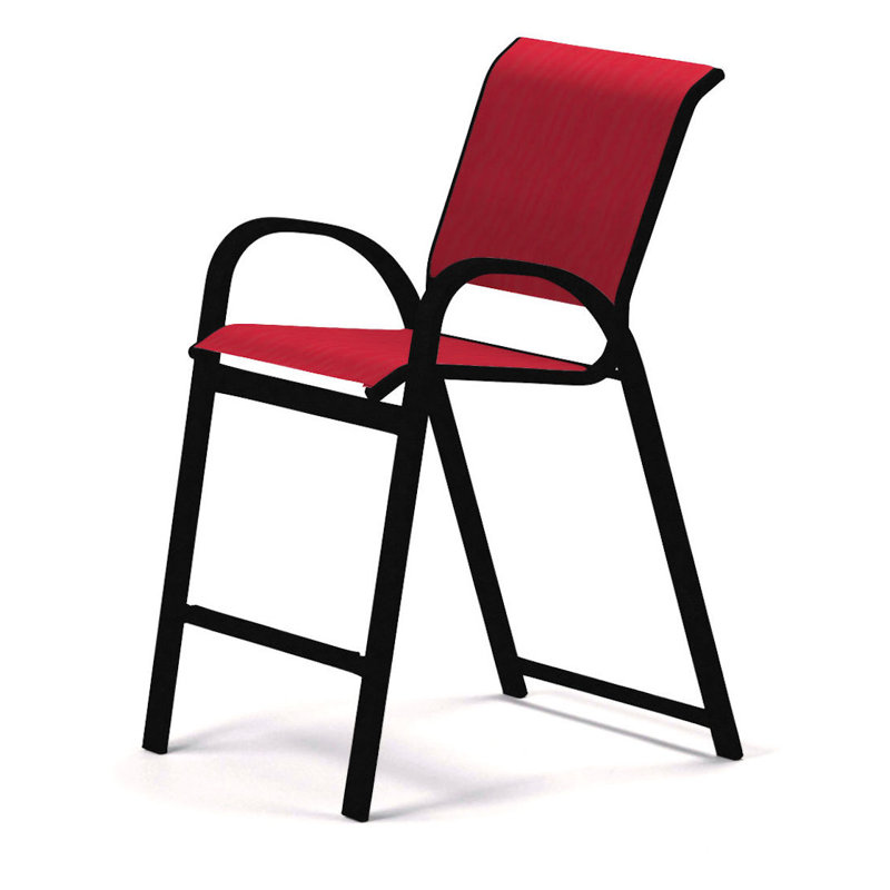 Tabouret de bar 42 po Holna, Rouge 1D Sunbrella®, Noir texturé