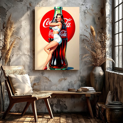Retro Pin Up Girl Soda Bottle Poster Vintage Style Bar Decor Print Wall Art, Decorative Home Accent, Living Room, Bedroom and Office Decor, Gallery Wall Artwork, Modern Interior Styling