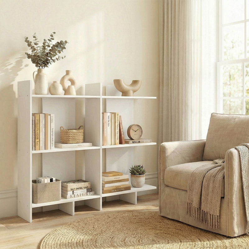 Étagère à 3 niveaux, bibliothèque autoportante avec tablette de rangement ouverte, présentoir vertical d'angle pour petits espaces