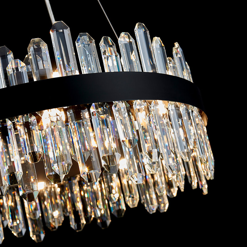 Xzavious Dimmable Cylinder Chandelier, 9.6" H x  23.62" W x 23.62" D, Black, 24