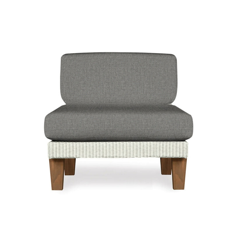Catalina Outdoor Teak Lounge Chair, Rumba Stonewashed, Ivory