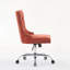 Fauteuil de bureau chenille capitonné à boutons avec base en métal chromé, chaise de bureau pivotante réglable-882612691-879119216