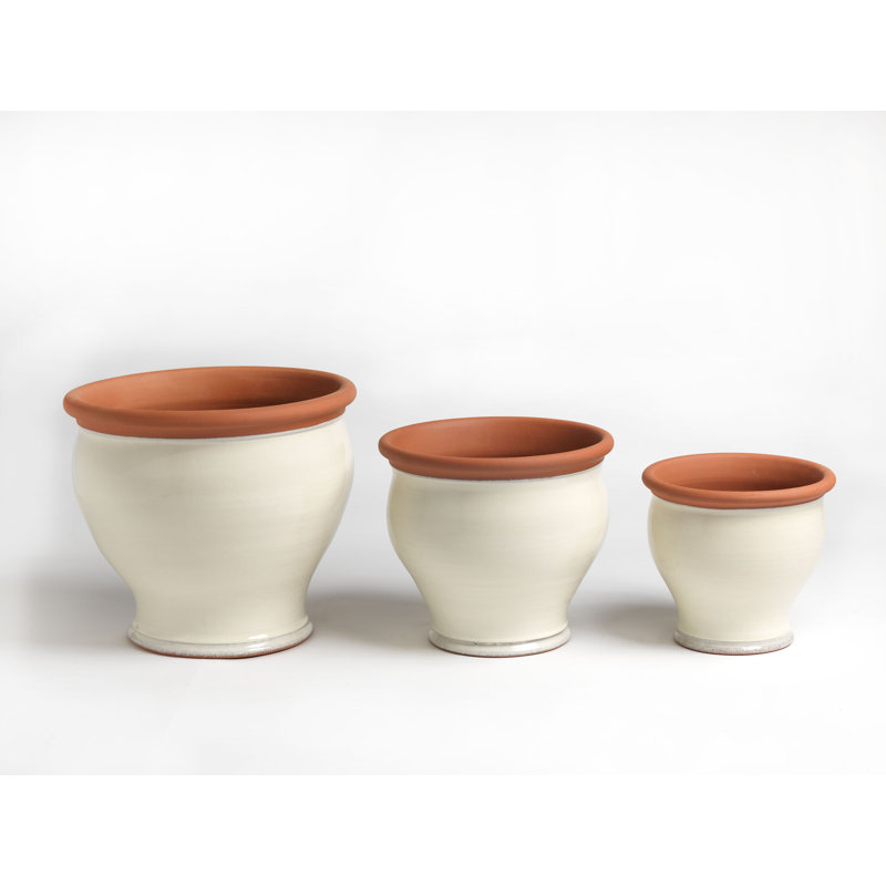 Bellied Planter  , Cream/Orange, 28" H x 33.5" W x 33.5" D