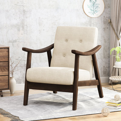 Chaise d'appoint Mid-Century moderne, fauteuil capitonné avec revêtement et structure, 1 pièce