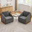 Upholstered Accent Armchair With Wood Accent Base-126573417