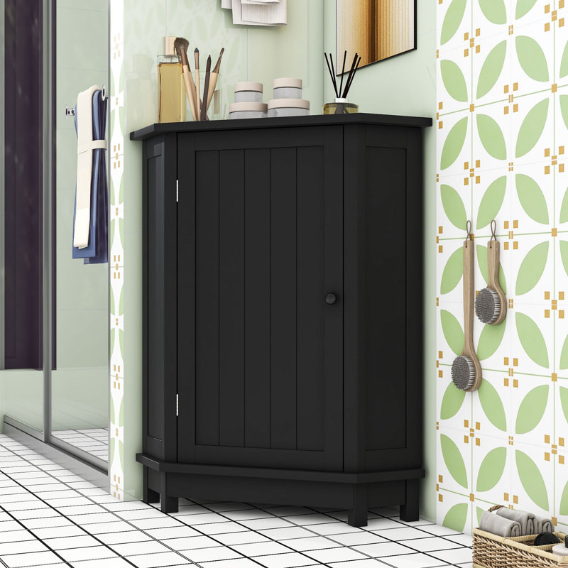 Armoire de rangement de coin triangulaire avec tablette réglable, Noir