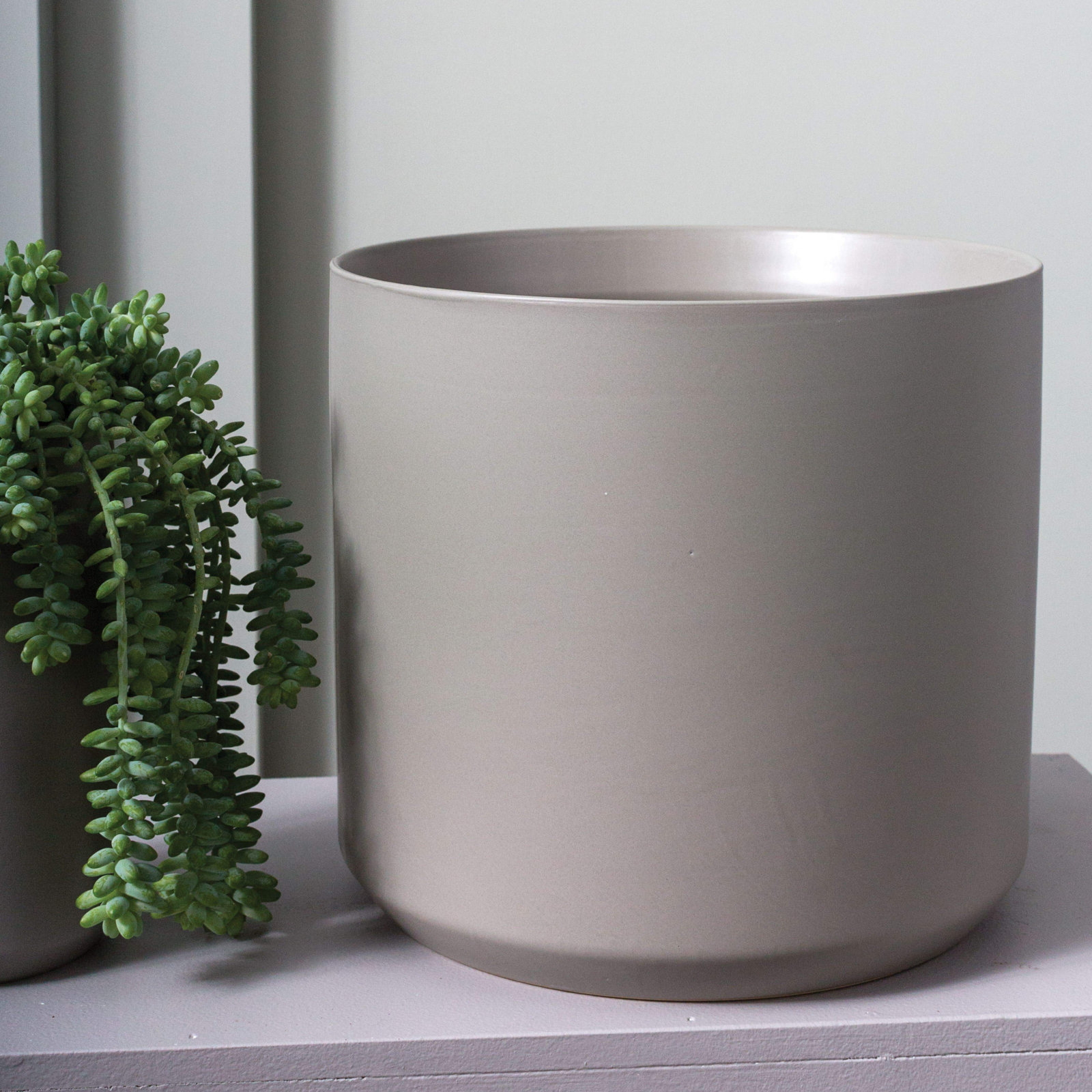 Parsons Ceramic Pot Planter, Gray, 11.75" H x 12" W x 12" D